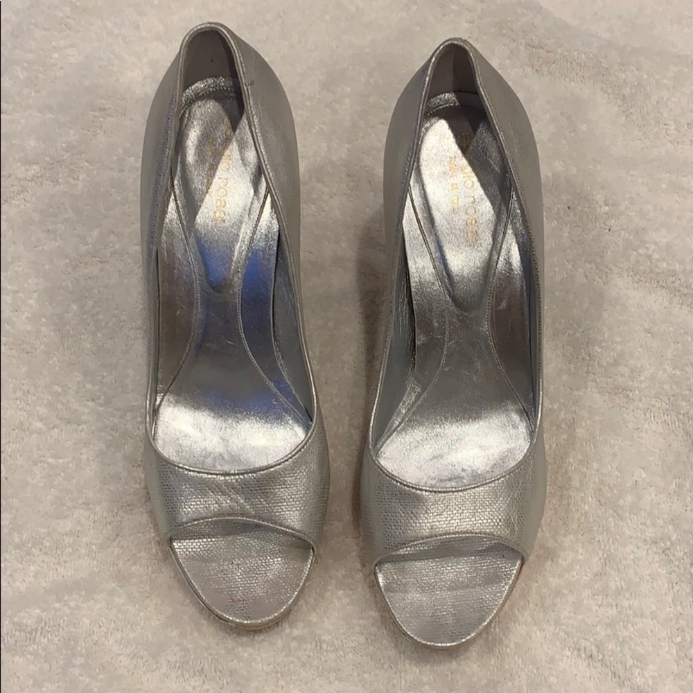 Sergio Rossi Platform Silver Peep Toe Print
